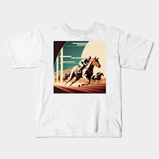 Art Deco Style Horse Racing Kids T-Shirt